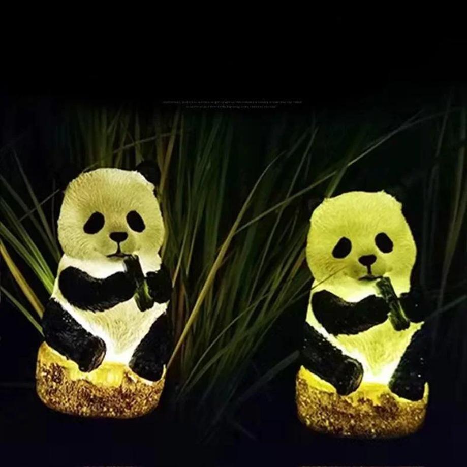 1 Pcs Solar Led Light Outdoor Solar Lights Panda Waterproof Outdoor Statue Lamp LED Lawn Ground Animal Lamps Garden Decoration