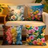 Cushion Cover  Linen  SkinFriendly Soft Decorative Case For Sofa Home Decor Anime Stunning Colorful Floral Pillow Cover