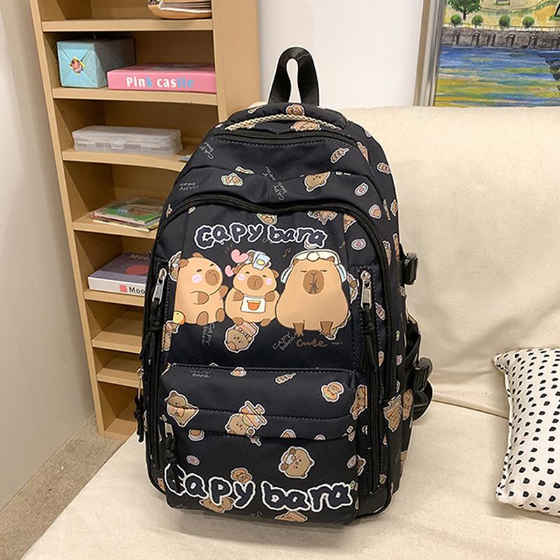 Cute Capybara Backpack Cartooon Large Capacity Backpack For Girls Boys Student Teenager Children's Primary Schoolbags