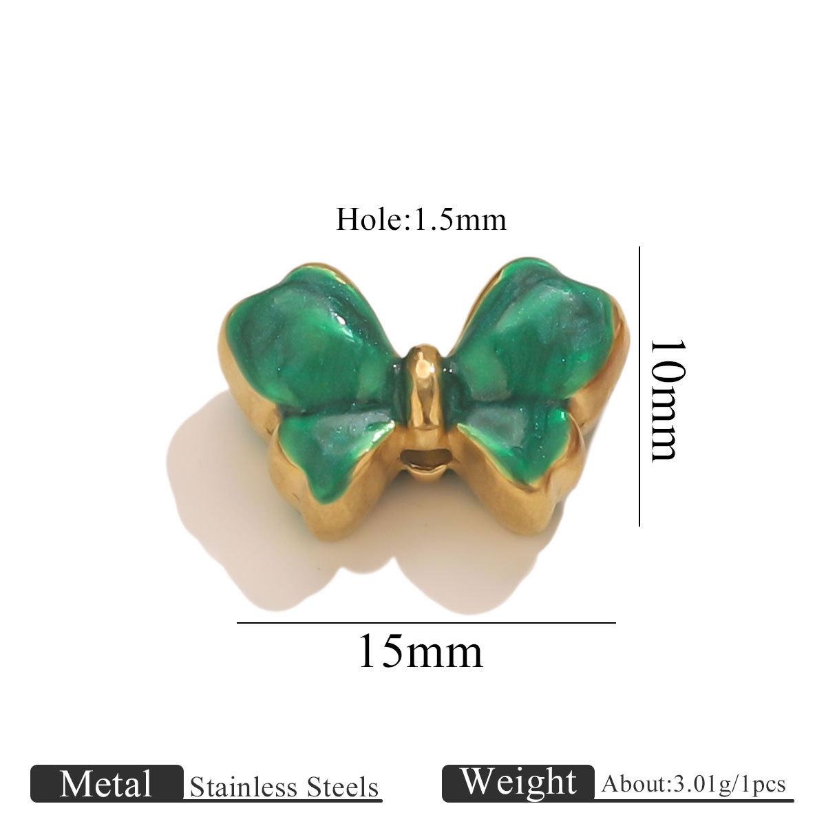 5Pcs 18K Gold Oil Drop Bowknot Small Pendant Bracelet Necklace Creative DIY Pendant Accessories Wholesale Jewelry