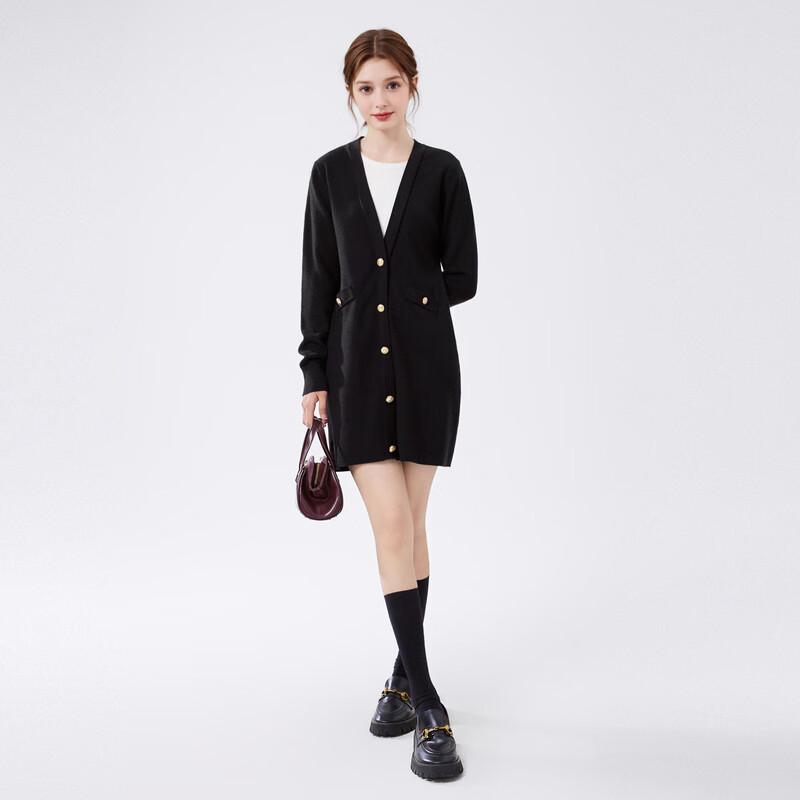 Autumn Water Beauty Faux Two-Piece V-Neck Knit Dress