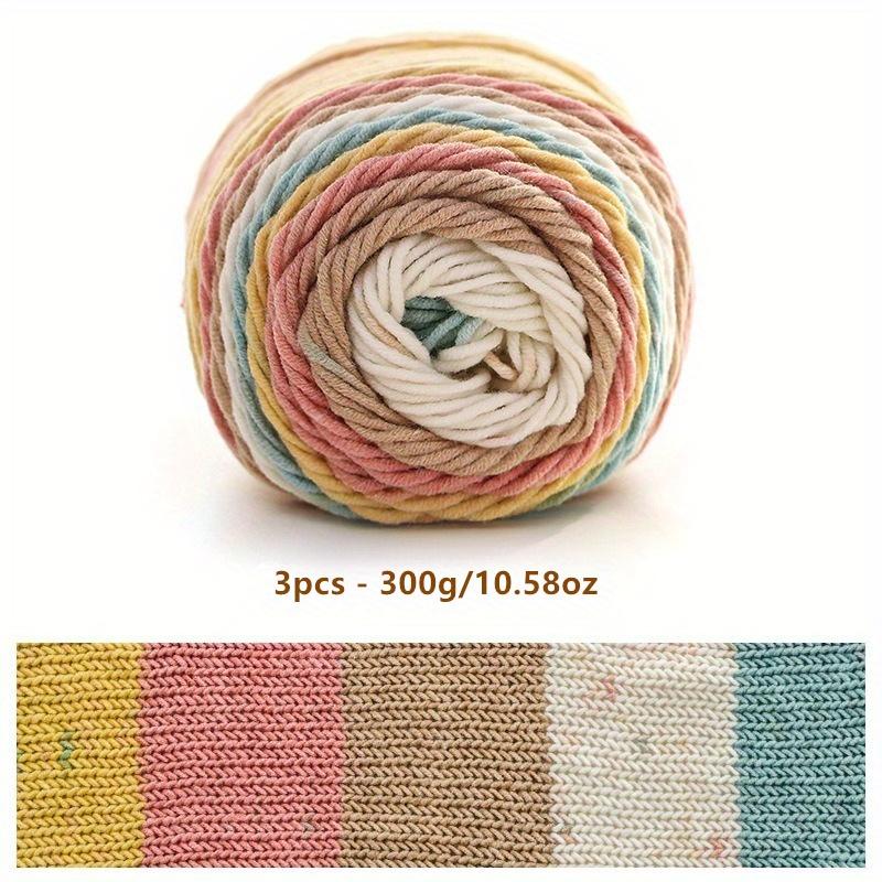 3-Pack 300g/10.58oz Soft & Durable Multicolor Dyed Gradient Cotton Acrylic Blend Yarn for Knitting, Crocheting Sweaters, Scarfs