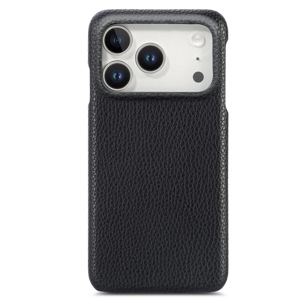 For iPhone 17 Pro Max Case Litchi Texture Leather Coated PC Mobile Back Cover