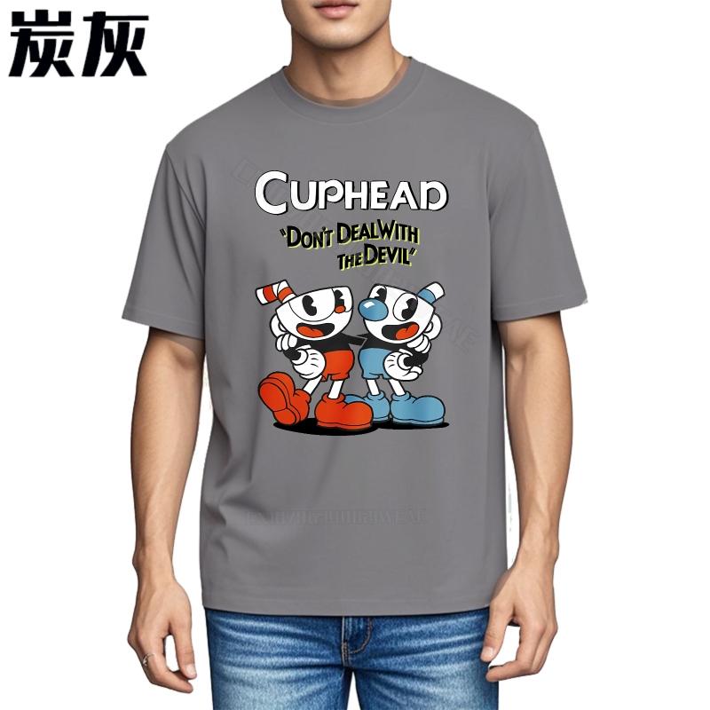 Rock tshirt Adult Classic Tshirt Cuphead And MugUnisex Cartoon Design Casual Unisexs Tshirt Retro Trendy Tshirt Daily Wear