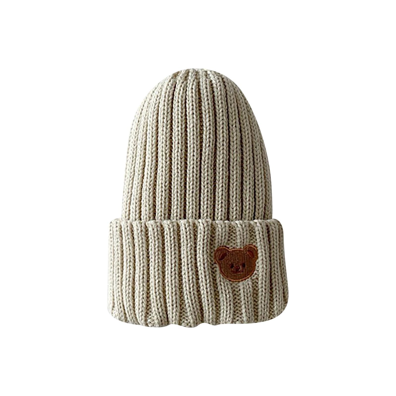 

Baby Hat Cute And Cute And Winter Wool Hat Baby Winter Embroidered Candy Color Ear Hat One Size бежевий