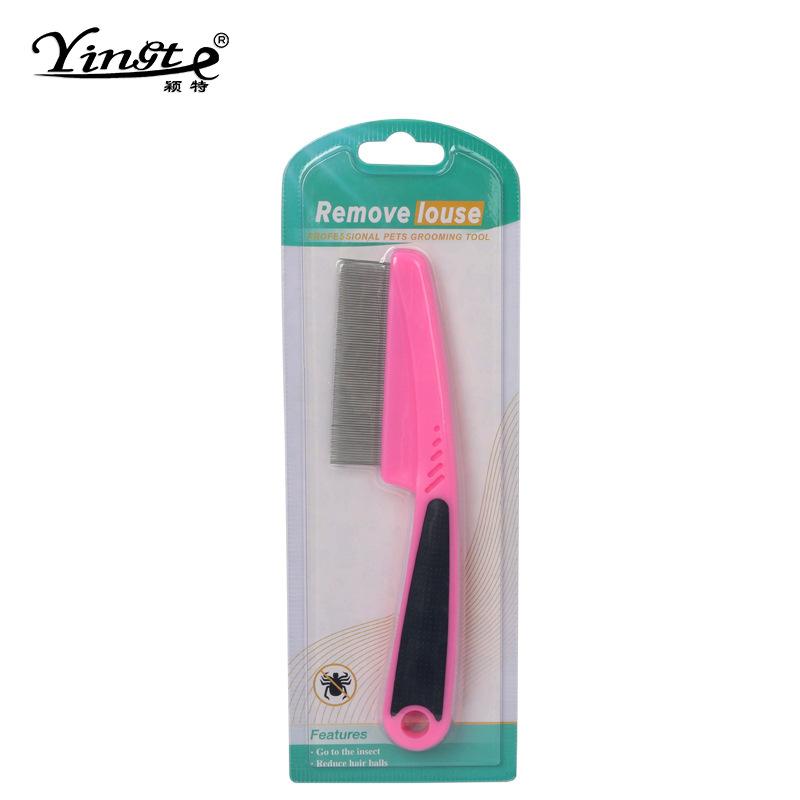 

Pet comb Pet long-handled flea comb, dog cat dense tooth comb to remove lice, pet supplies 92328 розовый