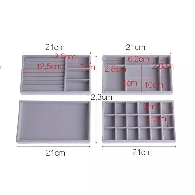 Jewelry Organizer Velvet Jewelry Storage Tray Display Holder Ring Bracelet Necklace Storage Box Showcase Drawer Organizer Trays