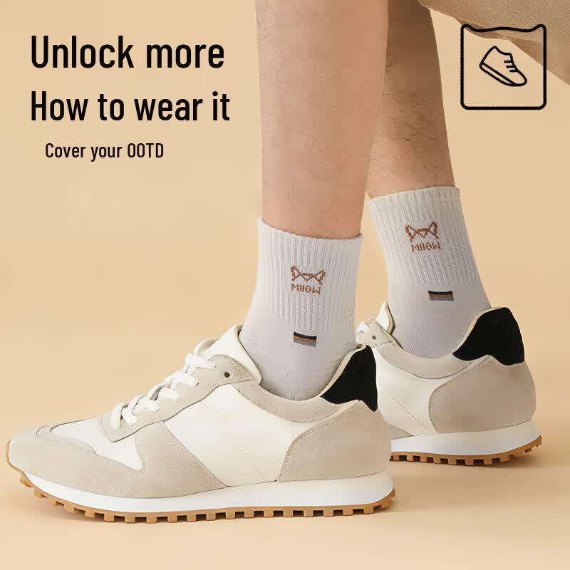 Maoren Men's 100% Cotton Antibacterial Mid-Calf Socks