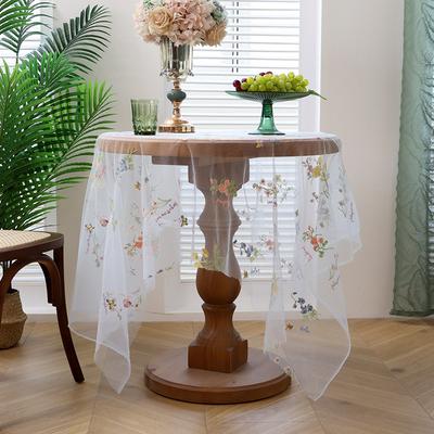 Broderad Polyester Bordsduk - Färgglad Floral Spets Rektangulär Bordsöverdrag för Matbord, Dammtåligt Bordsskydd för Kök, Fester