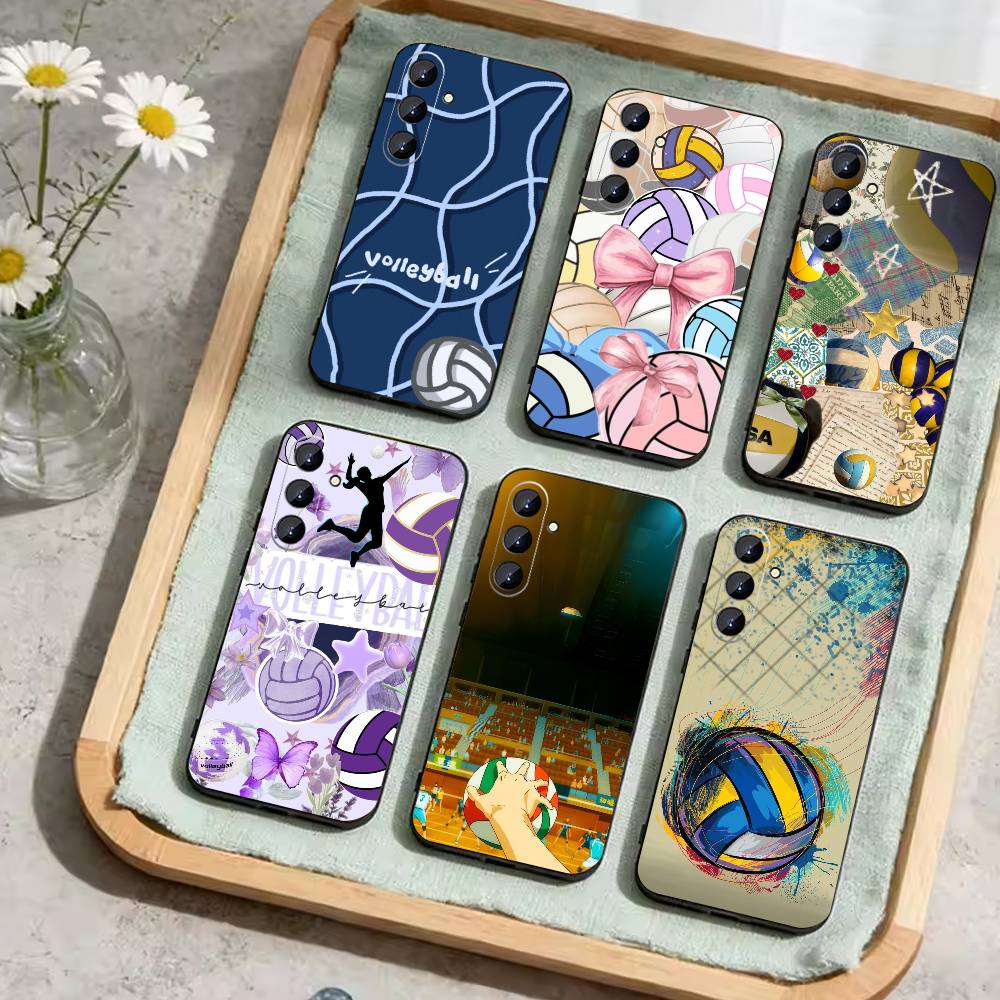 Volleyball Painted Phone Case For Samsung Galaxy A73,A21s,A22,A31,A52,A53,A71,A41Soft Black Shell