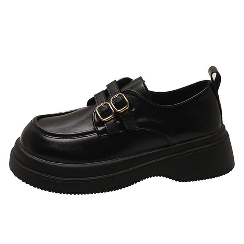 New Women's Flat Shoes Leather Casual Sneakers  Women's Lightweight Thick Base Mid Heel Pumps Women's Shoes