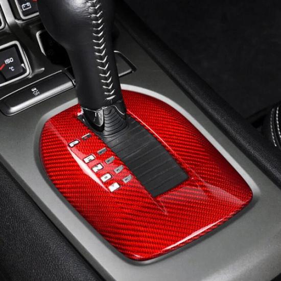 Red Carbon Fiber Car Gear Shift Panel Trim Cover For Chevrolet Camaro 10 11 12