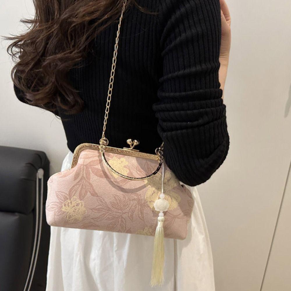 Flower Pattern Embroidery Banquet Bag Elegant Ladies Shell Bag Chinese Style Handbag  Women