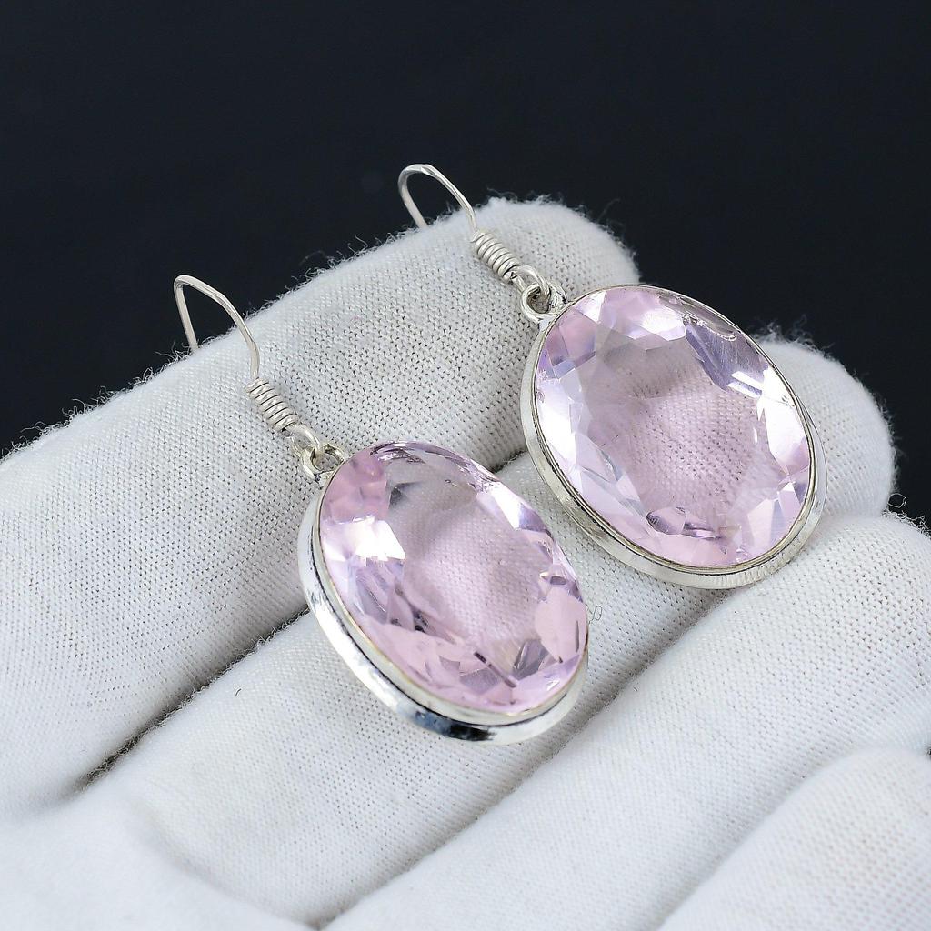 Amazing Pink Kunzite Gemstone Earrings, 925 Sterling Silver Earring, Handmade Boho Silver Jewelry Dangle Earrings, Wadding Gifts