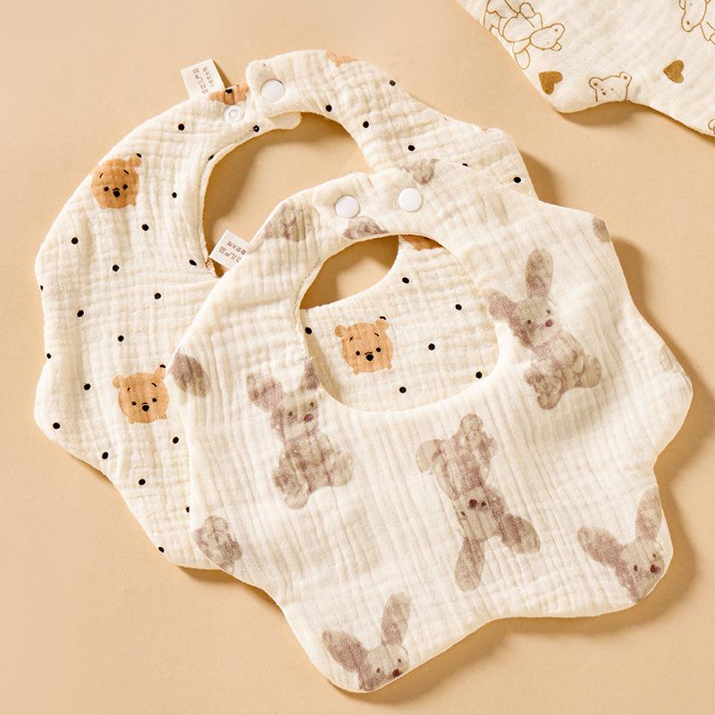Six-Layer Cotton Petal Bib for Newborns, Boys & Girls - Thin, Soft & Absorbent