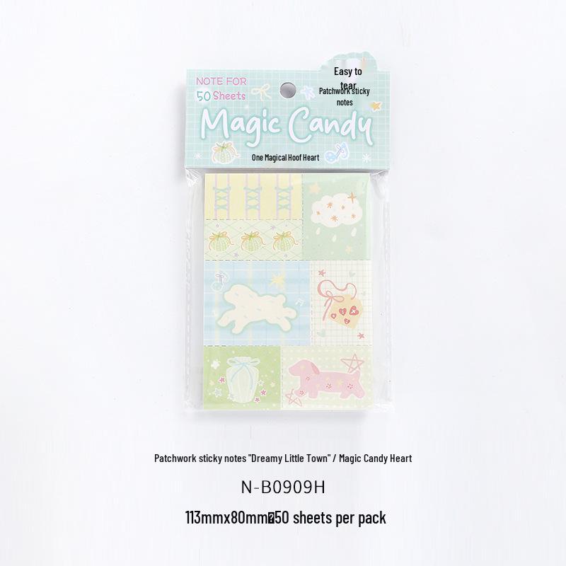 Dream Town Series Patchwork Sticky Notes - Korean Bow Knot Memo Journal Decor