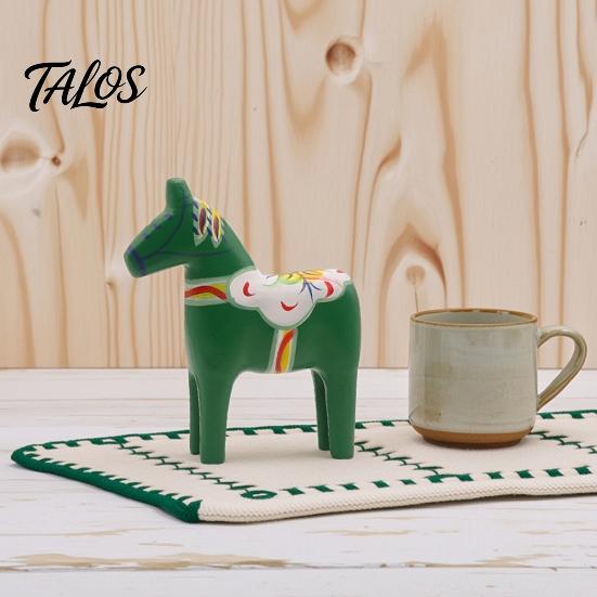Wooden Dala Horse Decoration Hand Painted Trojan Figurine, Solid Wood Vintage Scandinavian Ornament Statue, Rustic Decorative Tabletop for Home