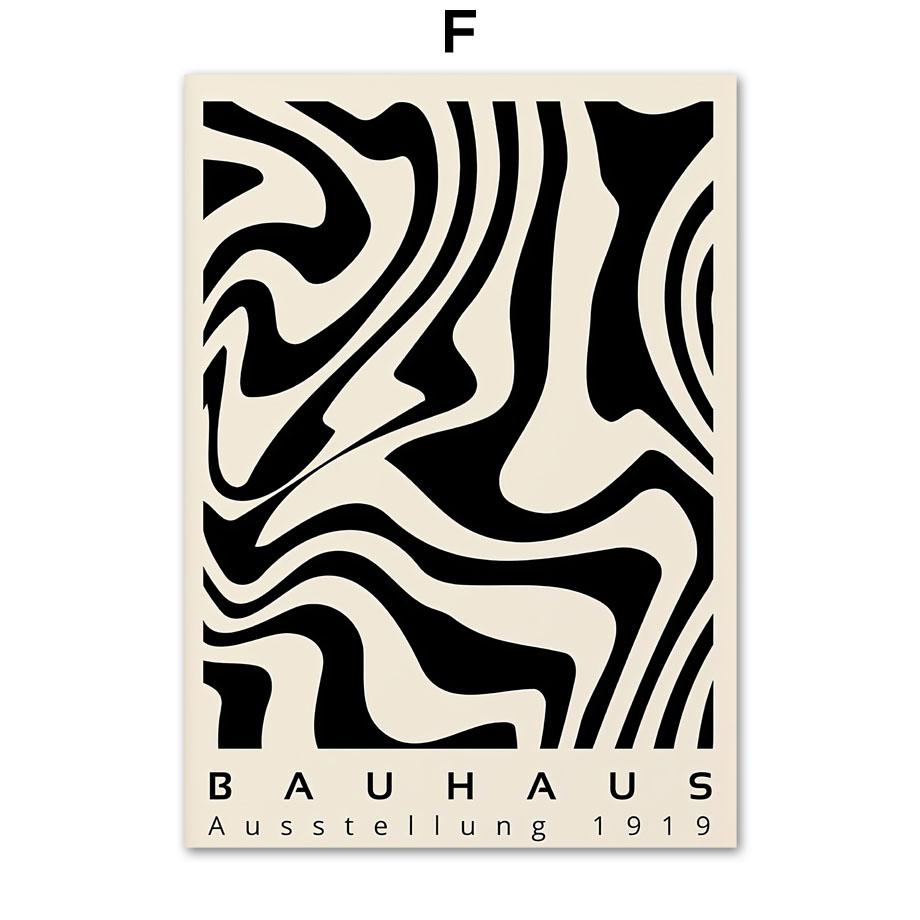 Bauhaus Exhibition Black Mid Century Modern Wall Art Print Abstract Canvas Painting Nordic Poster Wall Picture Living Room Decor