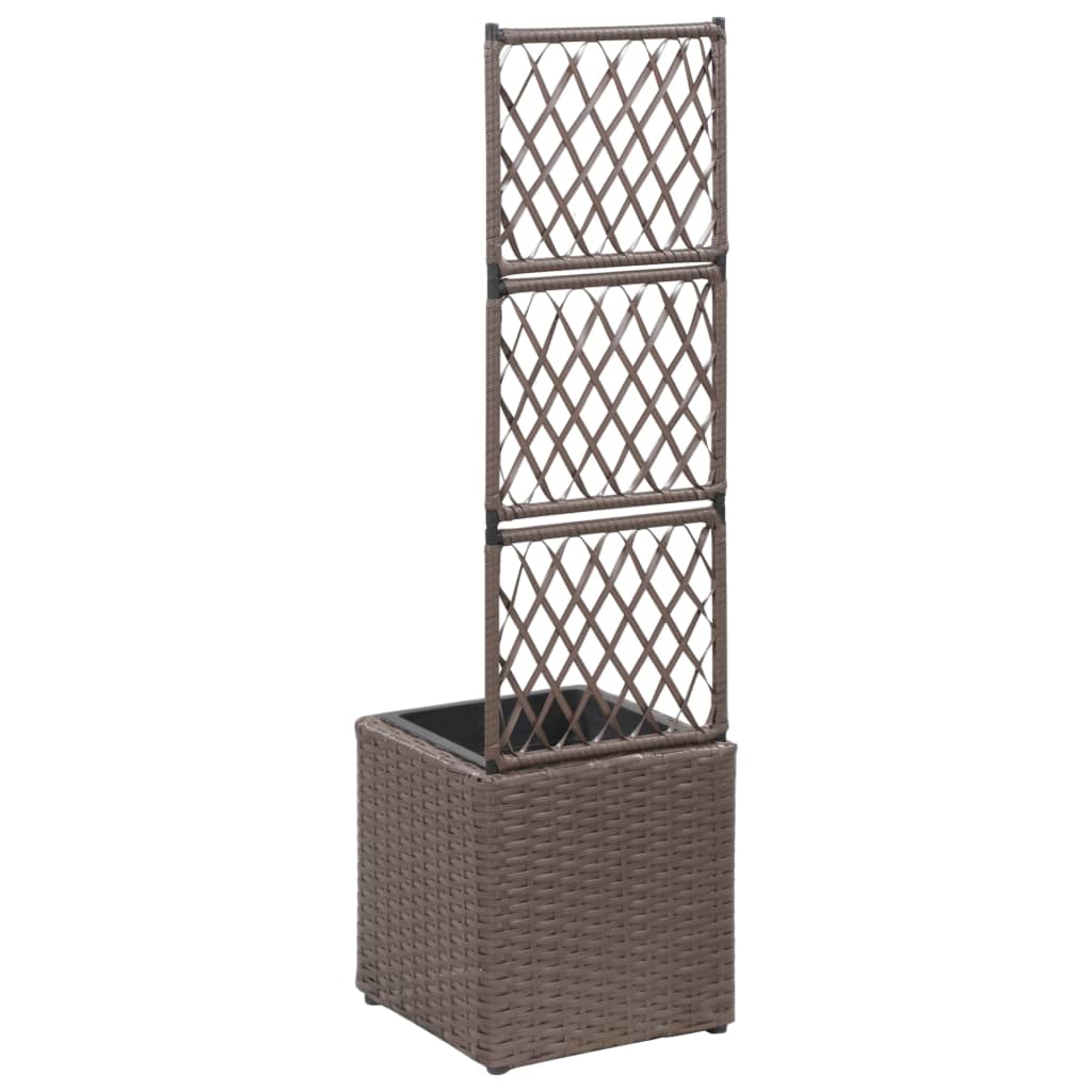 Donica Z Kratką I 1 Wkładem, 30X30X107 Cm, Polirattan, Brązowa