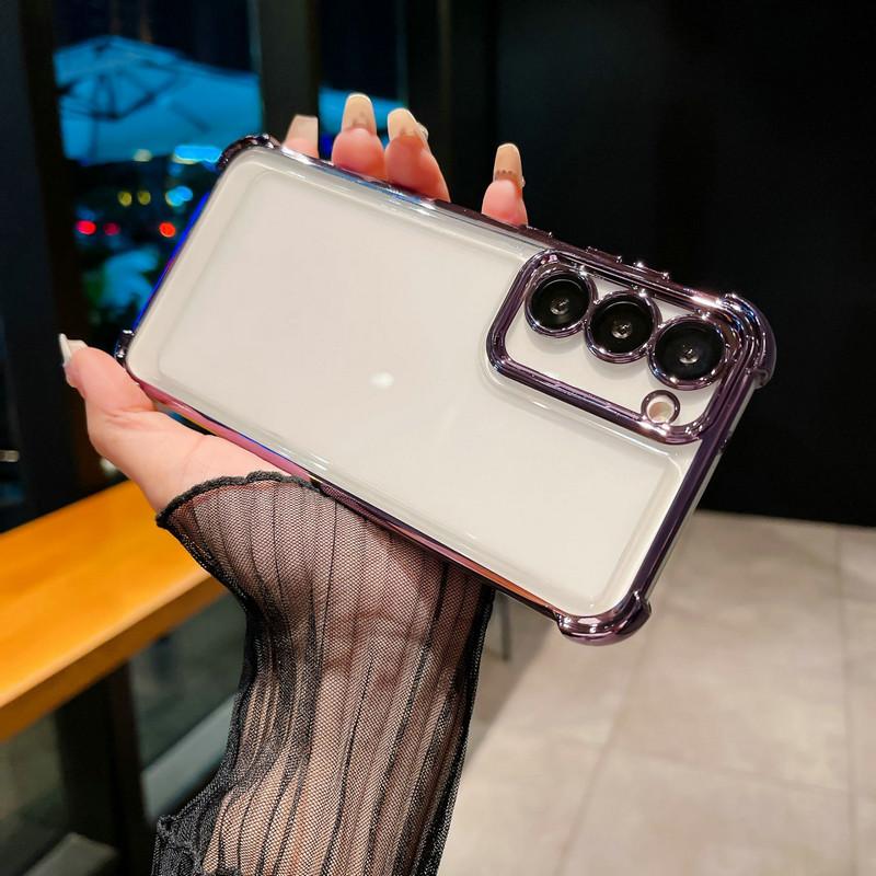 Beschichtung Transparent Klar Stoßfest Abdeckung Kamera Objektiv Volle Schutzhülle Handy Zurück Fall für Samsung