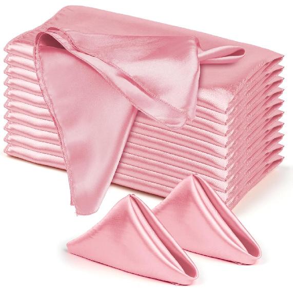 10 Pack Satin Cloth Napk, White, 17"x17" Square Shiny & Luxurious Silk-Like Finish, Thin & Lightweight for Elegant Dining, Wrinkle-Free, Washable &