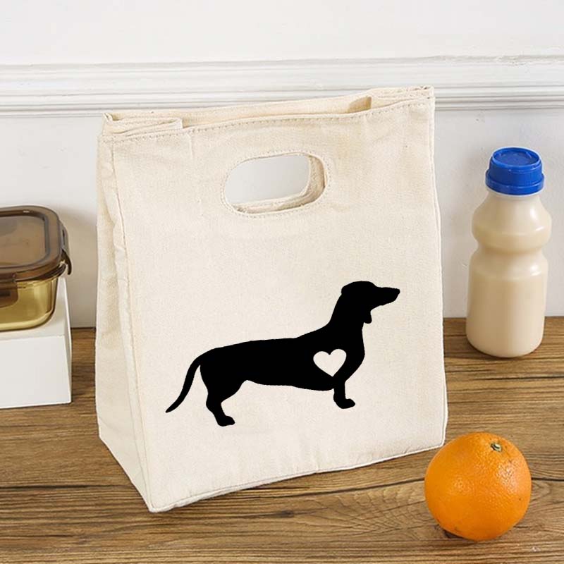 Dachshunds Fresh Cooler Bag Canvas Portable Insulated Thermal Lunch Bags for Women Kids Bento Box Tote Picnic Food Storage Pouch