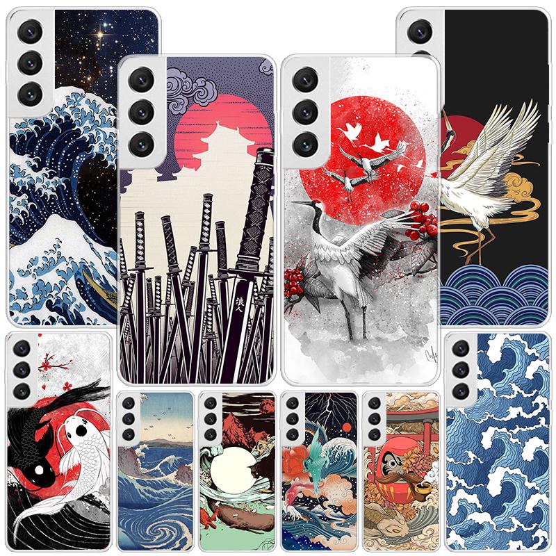 Japanese Pub Wave Anime Arrived Phnoe Case for Samsung Galaxy S26 S25 Edge S23 S24 Ultra S22 Plus S21 S20 FE Unique Cover Soft C