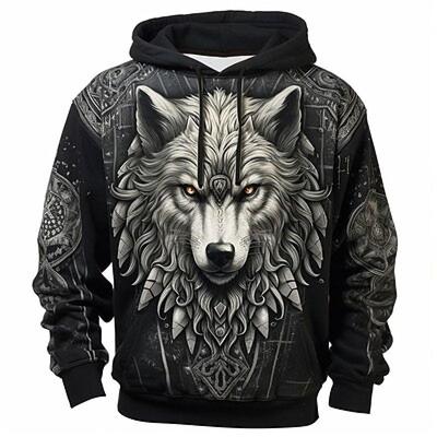 Grafika Wolf Pánská móda Mikina s 3D potiskem Sportovní Outdoor Dovolená Mikiny s dlouhým rukávem Mikina s kapucí Potisk vpředu