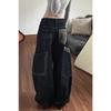 Women S Vintage American Summer Leopard Patchwork Curved Cut Wide Leg Cargo Jeans