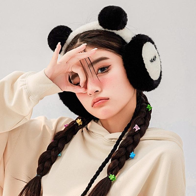 Panda Earmuffs Panda Ear Warmer Foldable Earmuffs Fleece Ear Muffs Headband Panda Ear Muffs Panda Earflap
