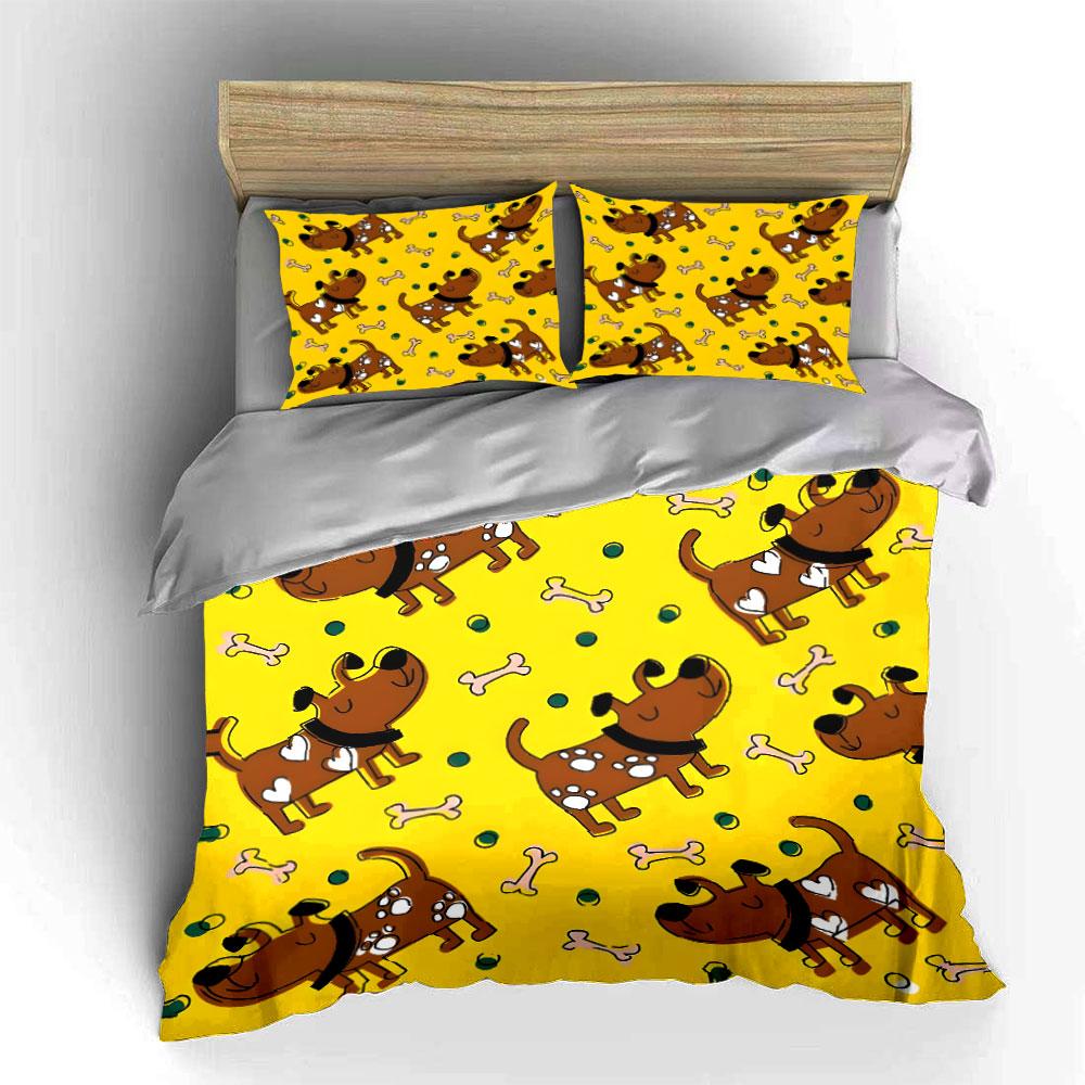 Dog Print Three-Piece Set Multiple Sizes Kid'S And Adults' Bedroom Exquisite 3Pc Bedding Set, Gift