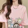 Labubu Print Women Short Sleeve T-shirt Summer Casual Fashion Clothing Girl Cartoon Cute Anime Printed Tops