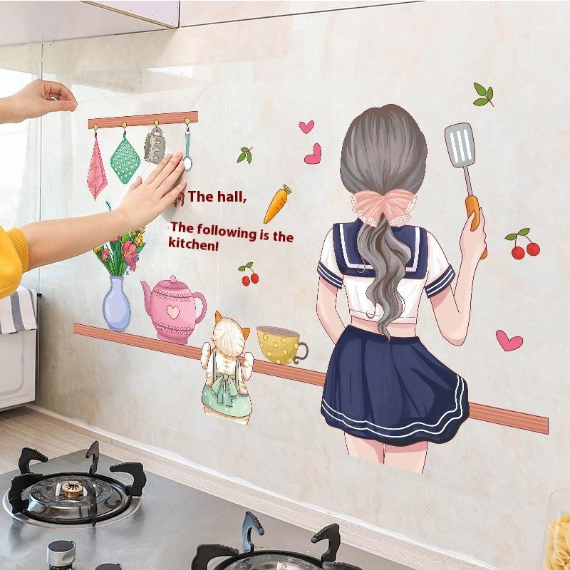 Kitchen Self Adhesive Oil-Proof Wall Stickers High-Temperature And Oil Smoke Resistant Tiles Sticker Proof Waterproof Wallpaper