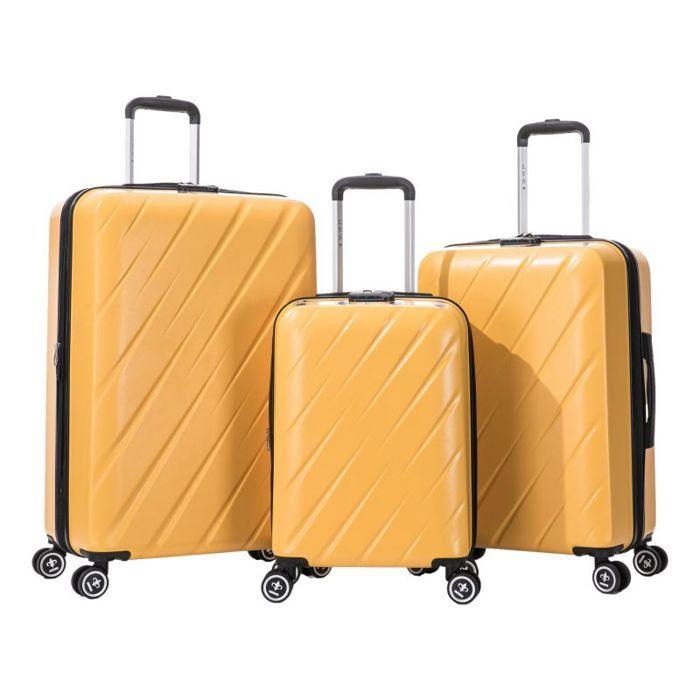 Set of 3 Expandable Suitcases - 100% ABS - LYS Paris 350/3 - Yellow