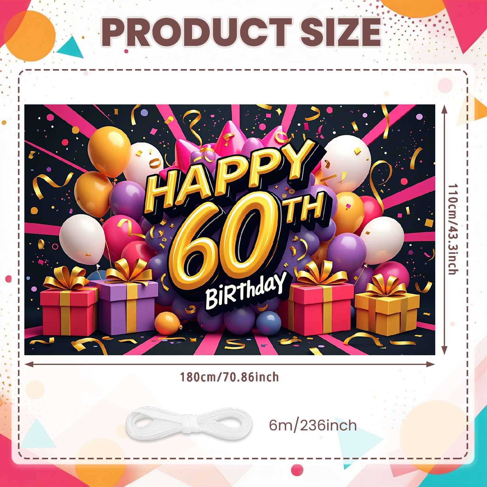 

Birthday Party Backdrop Typography 60th Birthday Background Birthday Event Background Golden Text For Family Party