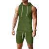 Mens Sleeveless Hoodie Shorts Set Casual 2 Piece Outfit