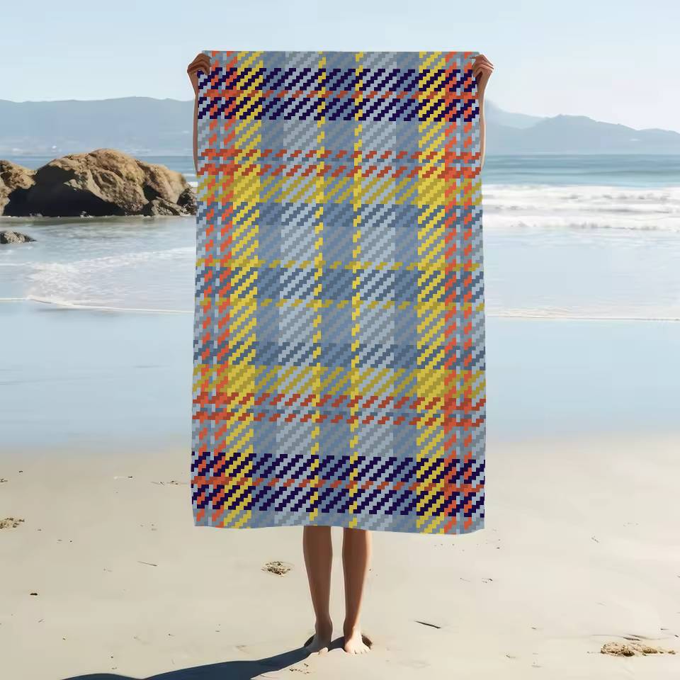

Scottish Tartan Print Microfiber Beach Towel Absorbent Quick Dry Soft Yoga Swimming Resort Mountain Climbing Towel W30*H60(CM)