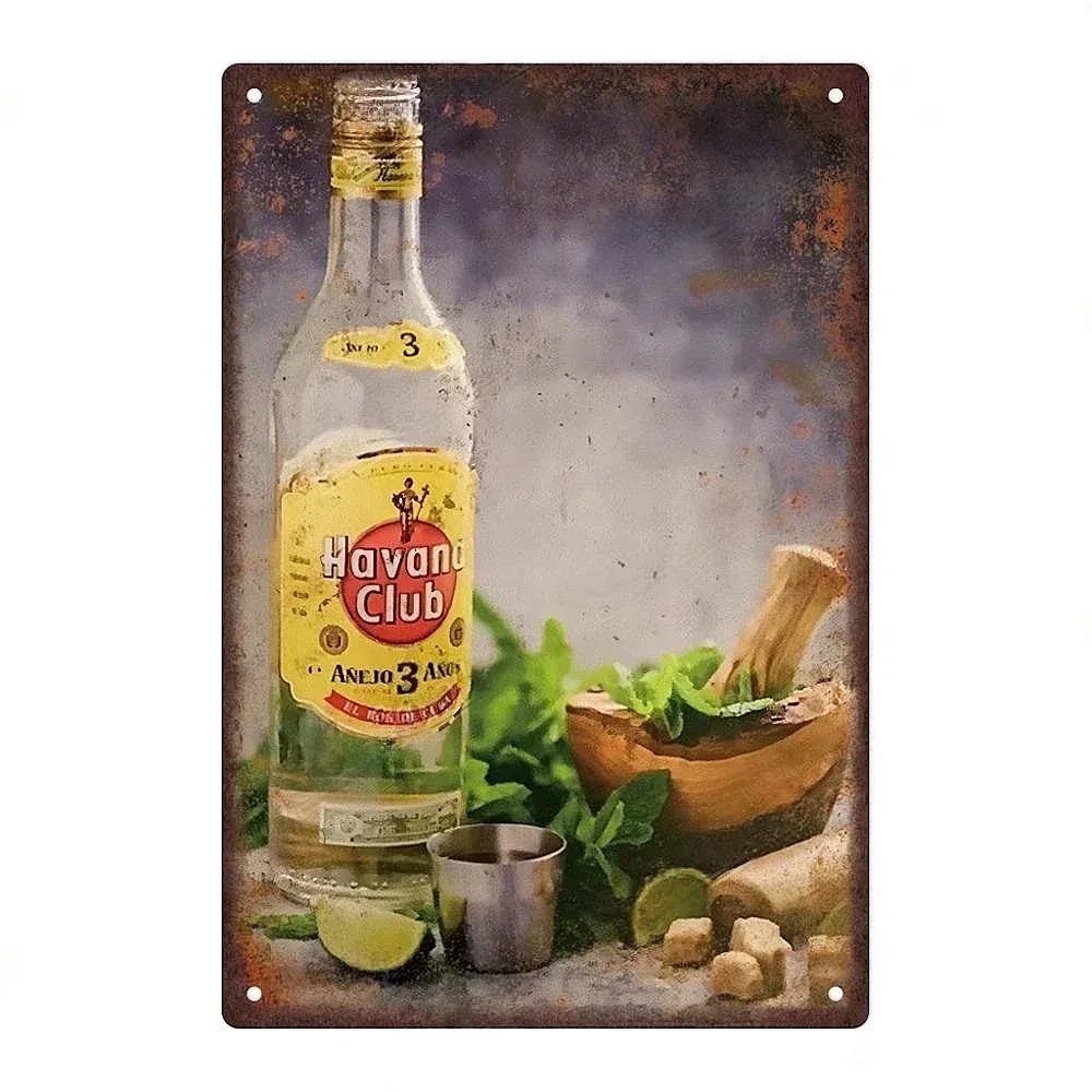 Vintage HAVANA CLUB,JAMESON,Značka Piva Kovový Plechový Znak Dekorativní Tabule Pro Klub Mužskou Jeskyni Bar Dílnu Hospodu Hotel Kavárnu Nástěnná Dekorace