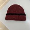 New autumn and winter big head circumference warm thickened knitted hat striped face small wool hat women