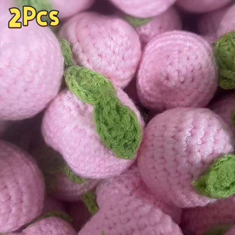 2 Pezzi Cartone Animato Lana Carino Frutta Arancia Cachi Lavorato a Maglia a Mano Fragola Uncinetto Lavorato a Maglia Frutta Ciondolo Portachiavi Fai da Te Regalo