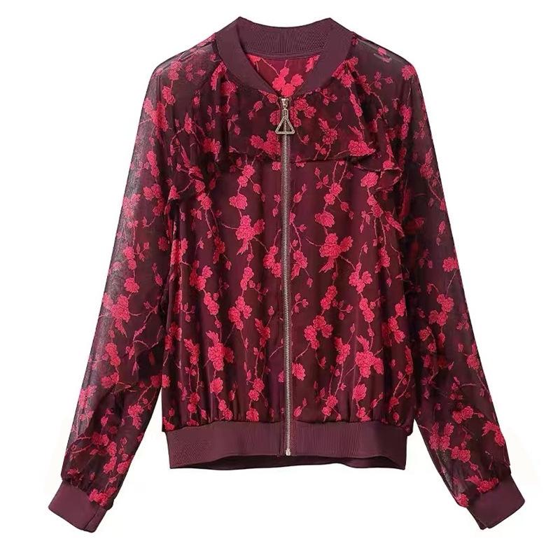 Korean Style Sun Protection Chiffon Jacket for Women - Spring/Autumn, Loose Fit, Long-Sleeved, Suitable for Middle-Aged & Elderly