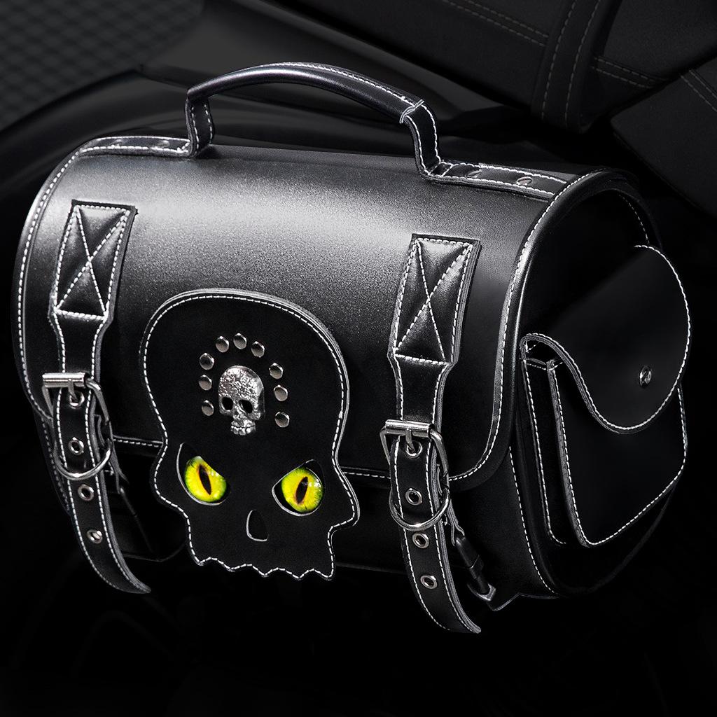 Locomotive Harley Motorcycle Electric Vehicle Rear Tail Bag Pu Leather Modified Hanger Bag Retro Riding Tail Bag Large Capacity