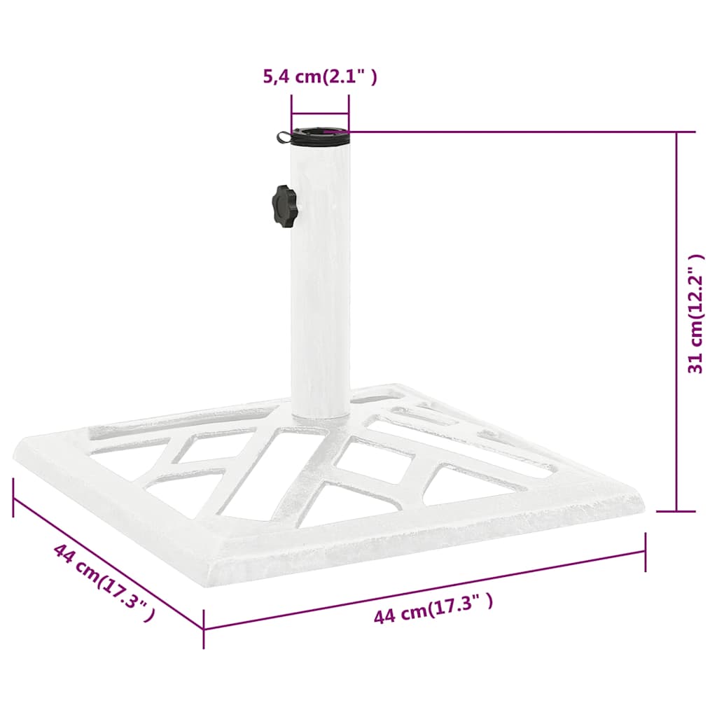 Vidaxl Podstawa Pod Parasol, Biała, 44X44X31 Cm, Żeliwo