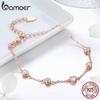 BAMOER Classic 925 Silver Heart Gold Color Women Bracelets Chain Lobster Clasp Bracelet Silver Jewelry SCB097