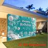 2D Flat Birthday Party Backdrop Turquoise Silver Balloon Photo Background for Outdoor Indoor Use