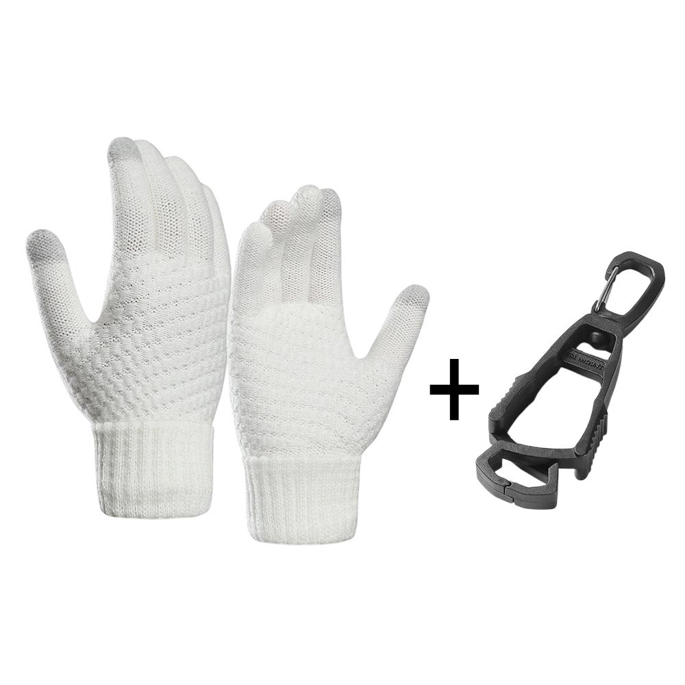 3pcs Winter Touch Screen Gloves with Clip Warm Elastic Knitted Full Finger Gloves for Men and Women for Outdoor Cycling Driving