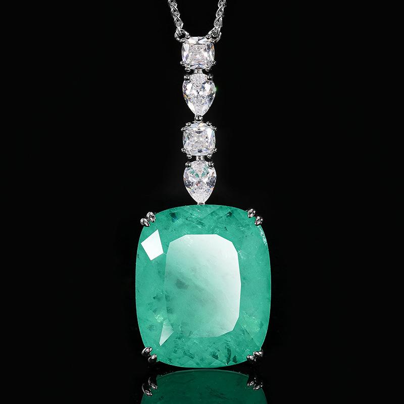 Jewelry Pendants Necklaces Emerald Green Paraiba Color Treasure Cross-border Retro Women s Styles Batch Shipment