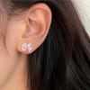 Ohrstecker Anti-Verlust-Design Dongdaemun Süß Girly Ausgeschnitten Spitze Schleife Schraubverschluss Ohrstecker