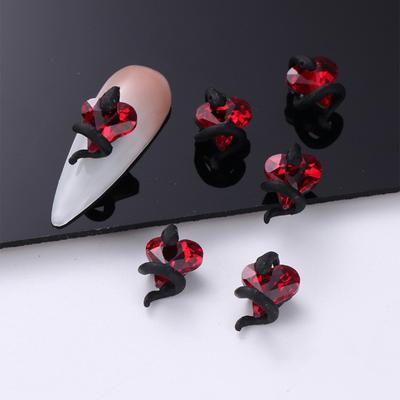 Yousheng 3Pcs DIY Nail Decorations Snake Around 3D Heart Faux Crystal Charms Nail Art Rhinestones Phone Case Decor Accessories Manicure Supplies
