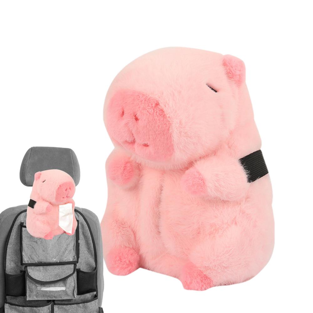 

Capybara Tissue Holder Portable Animal Decorative Napkin Organizer Car Armrest Paper Storage Container For Home Dorm Office розовый